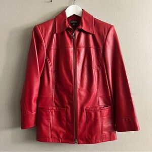 Nordstrom Classiques Entier Women’s Red Leather Blazer Jacket Small